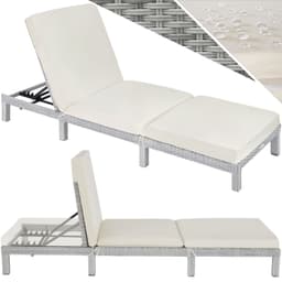 Polyrattan liggestol med hynder Sofia - lysegrå