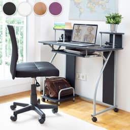 tectake Skrivbord med hjul - brun