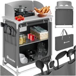 tectake Campingkök Premium med 2 fack - grå