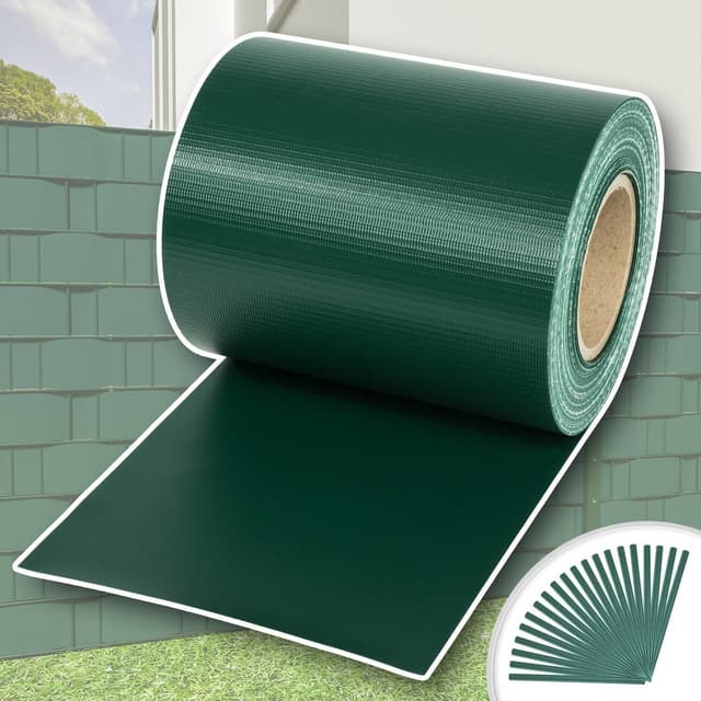 tectake PVC-skyddsfilm med fästklämmor - 35 m, grön