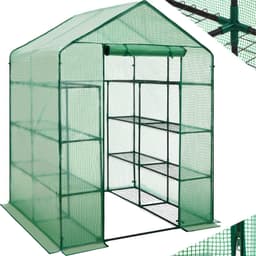 Drivhus med presenning, firkantet 143x143x195cm - grøn