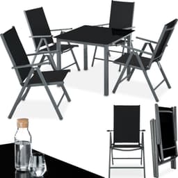 tectake Matgrupp i Aluminium med 4 stolar - antracit