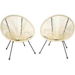 tectake 2 trädgårdsstolar Gabriella Retro i Acapulco-stil - beige