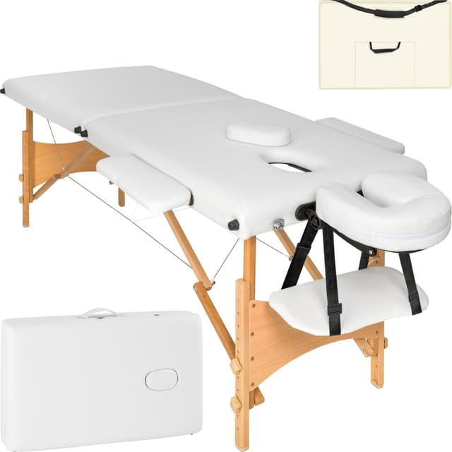 tectake 2-zons massagebänk 5 cm stoppning + väska - vit