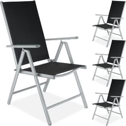 tectake 4 hopfällbara trädgårdsstolar i aluminium - silver