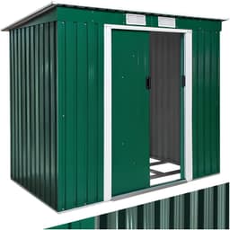 tectake Redskapsbod med snedtak 213x130x173cm - grön/vit