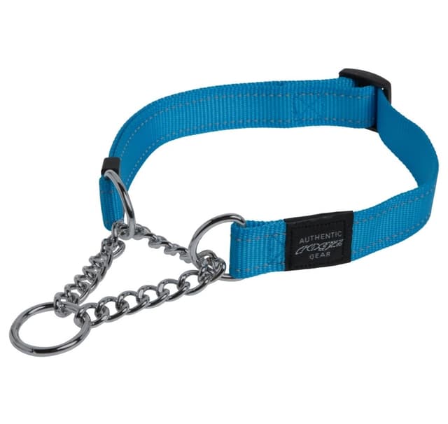 Utility extra stor 25 mm Lumberjack Lydnad Half-Check hundhalsband, turkos reflekterande