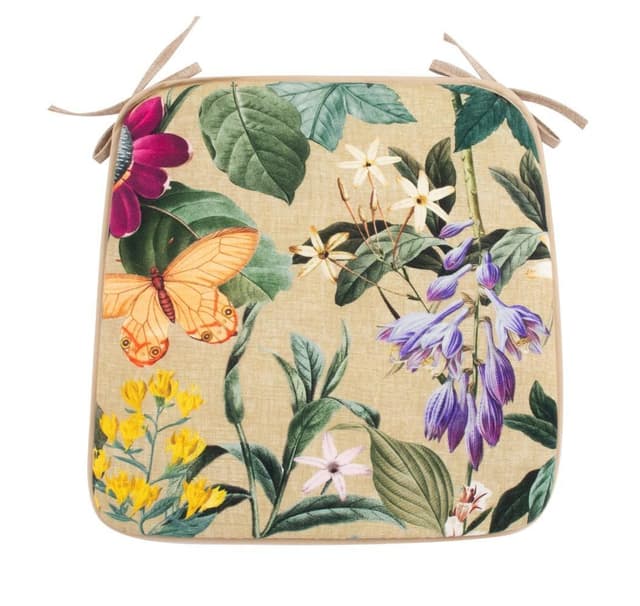 Stolsdyna AMAZONIA 39x39cm, beige blommig