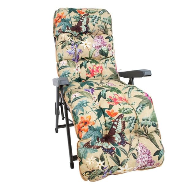 Högryggsstolsdyna BADEN-AMAZONIA 48x165cm, beige blommig