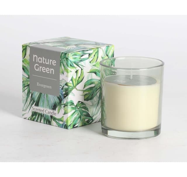Doftljus i glas NATURE GREEN H9,5cm, Evergreen