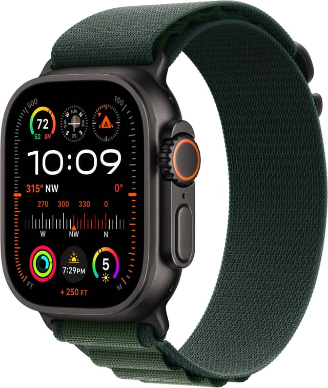 Apple Watch Ultra 2 49mm GPS+CEL (Sort Titan/Mørk Grønn Alpine Loop) L