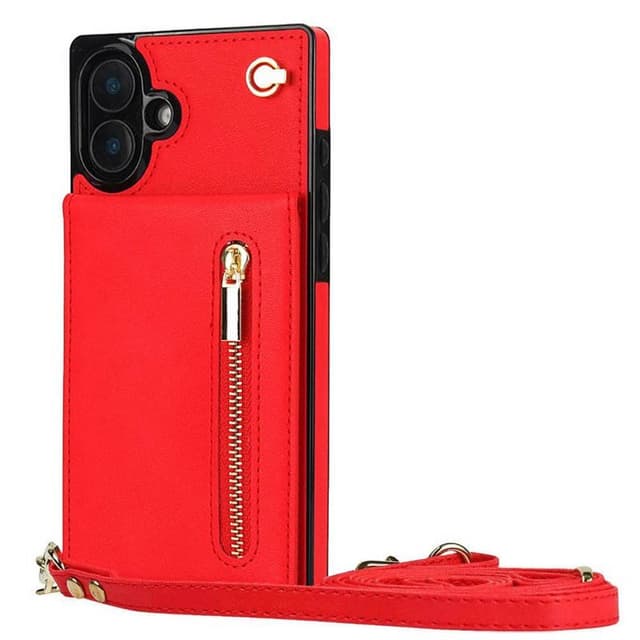Zipper halskjede deksel iPhone 16 Plus - Rød