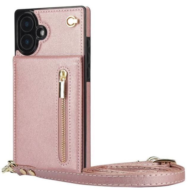 Zipper halskjede deksel iPhone 16 - Rose