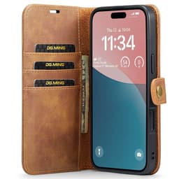 Mobil lommebok DG-Ming 2i1 iPhone 16 Plus - Brun