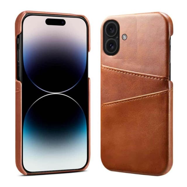Retro cover med slots iPhone 16 Plus - Brun