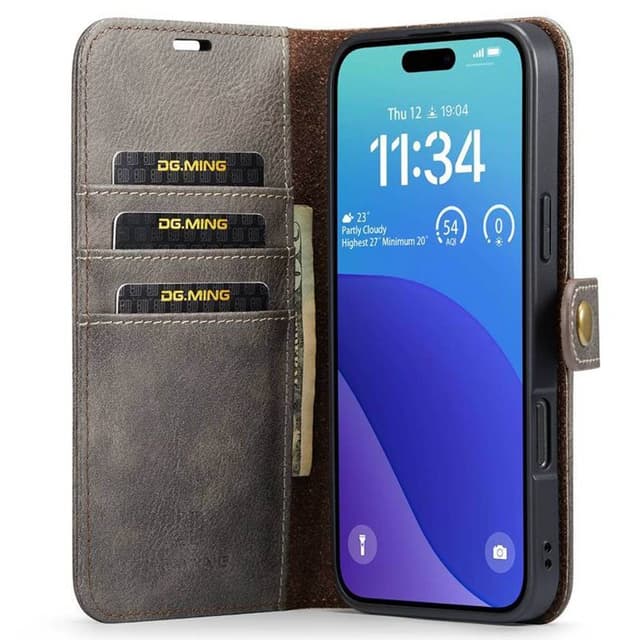 Mobil lommebok DG-Ming 2i1 iPhone 16 Pro - Grå