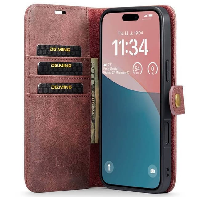 Mobil lommebok DG-Ming 2i1 iPhone 16 Plus - Rød