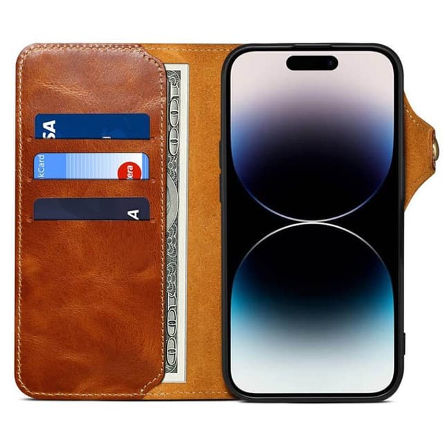 Denior mobildeksel lær iPhone 16 Plus - Brun