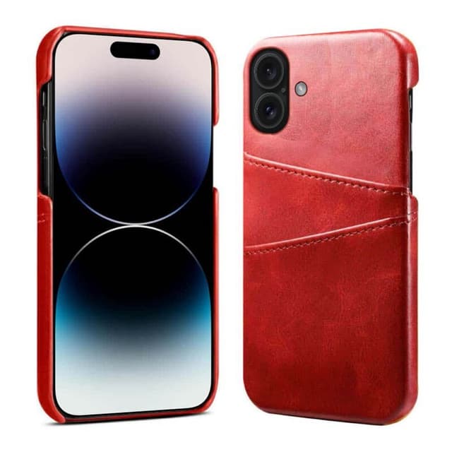 Retro deksel med kortholder iPhone 16 - Rød