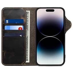 Denior lompakkokotelo nahkaa iPhone 16 Pro Max - Musta