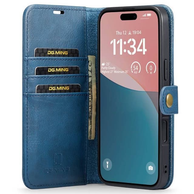 Mobil lommebok DG-Ming 2i1 iPhone 16 - Blå