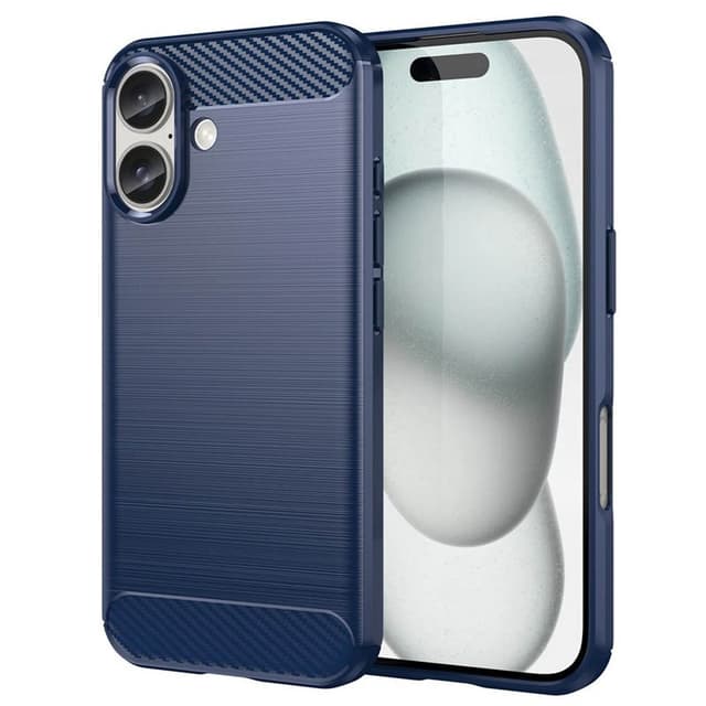 Børstet silikone cover iPhone 16 Plus - Blå
