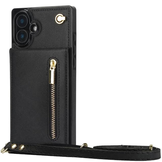 Zipper halskæde cover iPhone 16 - Sort