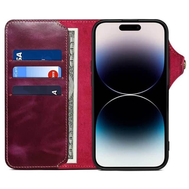 Denior mobilcover læder iPhone 16 Plus - Dragon Fruit