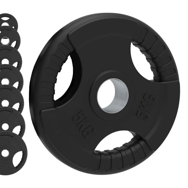Olympic Tri-Grip Gummiviktplattor - Svarta Par & Set