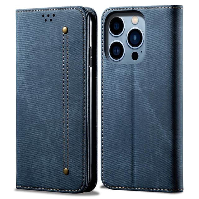 SKALO iPhone 16 Pro Max Jeans Plånboksfodral - Blå
