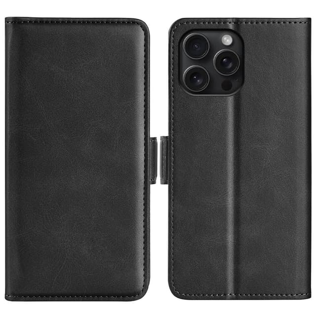 SKALO iPhone 16 Pro Max Premium Wallet Flip Cover - Sort