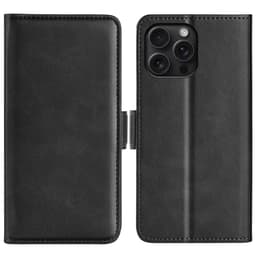 SKALO iPhone 16 Pro Max Premium Wallet Lompakkokotelo - Musta