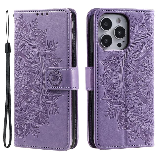 SKALO iPhone 16 Pro Max Mandala Flip Cover - Lilla