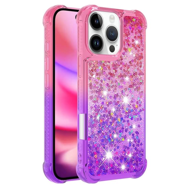 SKALO iPhone 16 Pro Max Kvicksand Glitter Hjärtan TPU-skal - Rosa-Lila