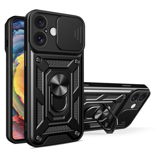 SKALO Armor Metallring Kameraslider Skal för iPhone 16 - Svart