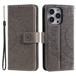 SKALO iPhone 16 Pro Mandala Plånboksfodral - Grå