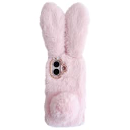 SKALO iPhone 16 3D Soft Furry Bunny Ears Skal - Rosa