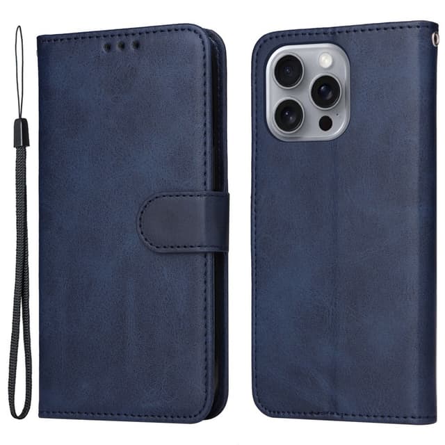 SKALO iPhone 16 Pro Max PU-læder Pungetui - Blå