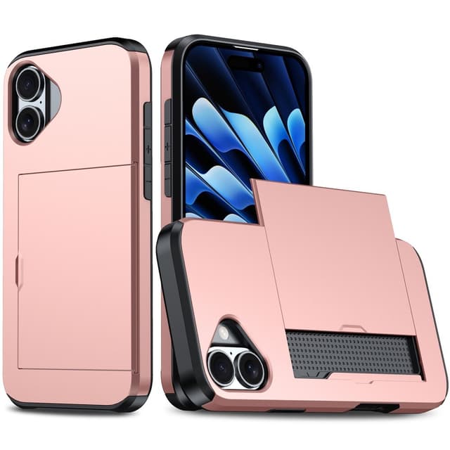SKALO iPhone 16 Armor Cover kortholder - Rosa guld