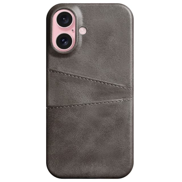 SKALO iPhone 16 PU-læder Kortholder Cover - Grå