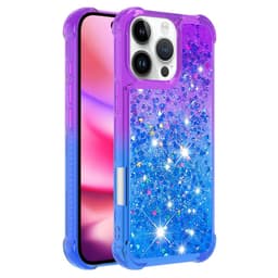 SKALO iPhone 16 Pro Kvicksand Glitter Hjärtan TPU-skal - Lila-Blå
