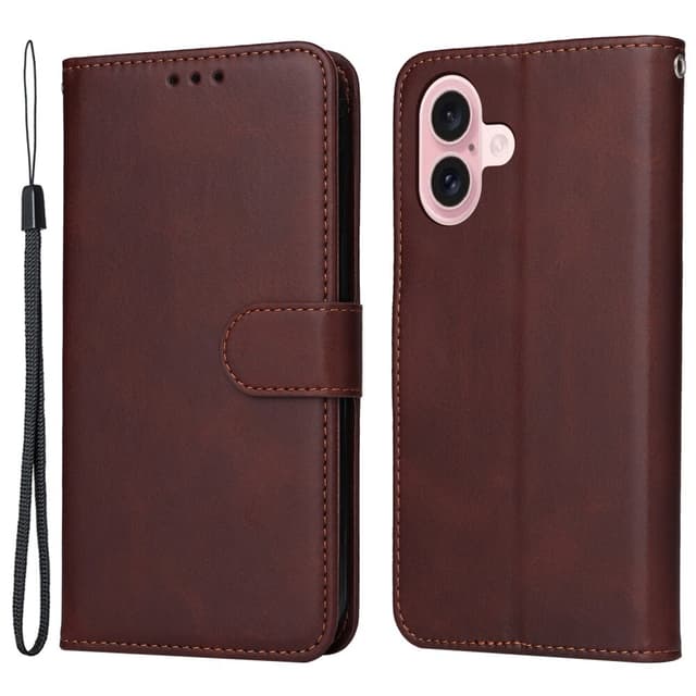 SKALO iPhone 16 PU-læder Pungetui - Brun
