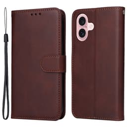 SKALO iPhone 16 PU-nahkainen Lompakkokotelo - Ruskea