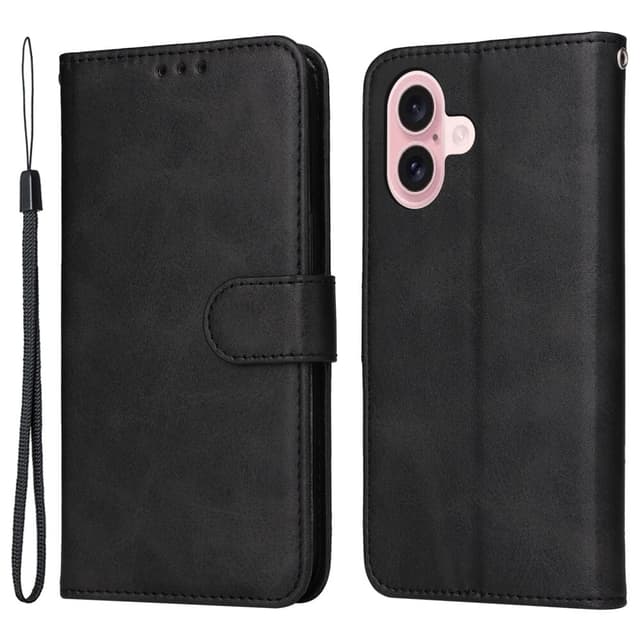 SKALO iPhone 16 PU-læder Pungetui - Sort