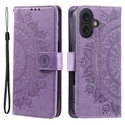 SKALO iPhone 16 Plus Mandala Flip Cover - Lilla