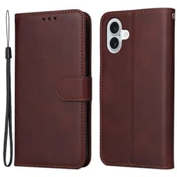 SKALO iPhone 16 Plus PU-Läder Plånboksfodral - Brun