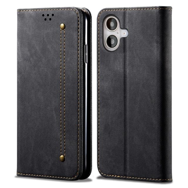 SKALO iPhone 16 Jeans Plånboksfodral - Svart