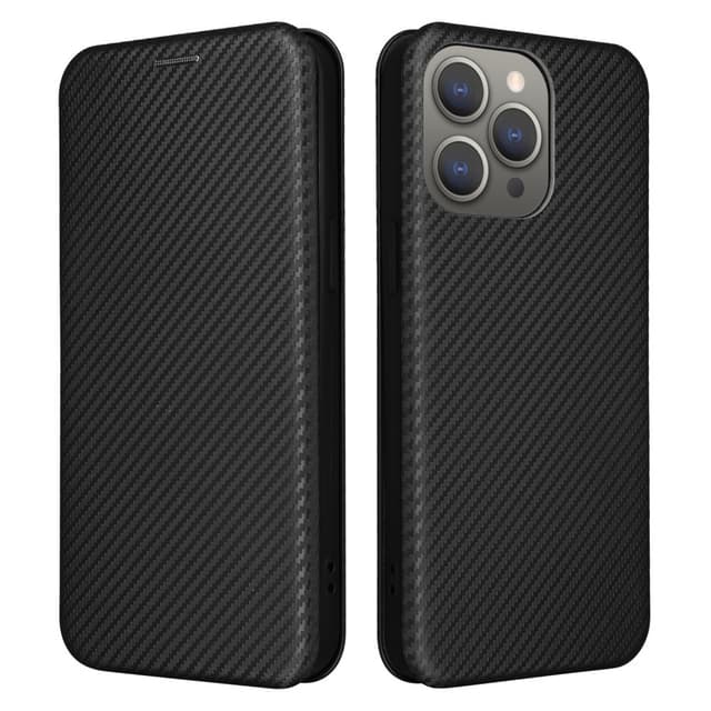 SKALO iPhone 16 Pro Max Carbon Fiber Plånboksfodral - Svart