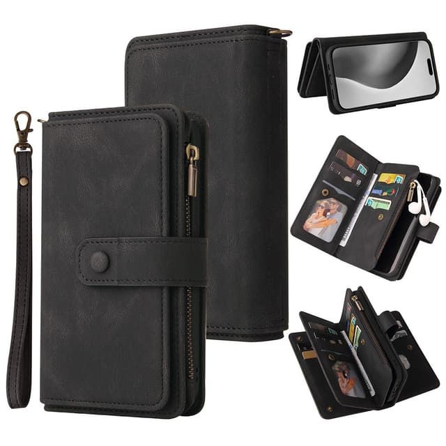 SKALO iPhone 16 Pro Max Big Wallet 17-RUM Pungetui - Sort