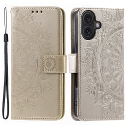 SKALO iPhone 16 Plus Mandala lompakkokotelo - Kulta